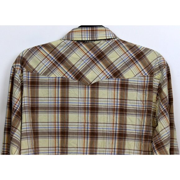 American Eagle Vtg Slim Fit Mens Sz L Plaid Collared Pearl Snap Western Shirt - Picture 5 of 10